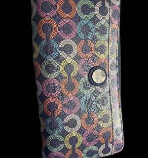 NWT Coach Waverly Coated Canvas Accordion Zip Around Wallet 43628 Navy Card Slot